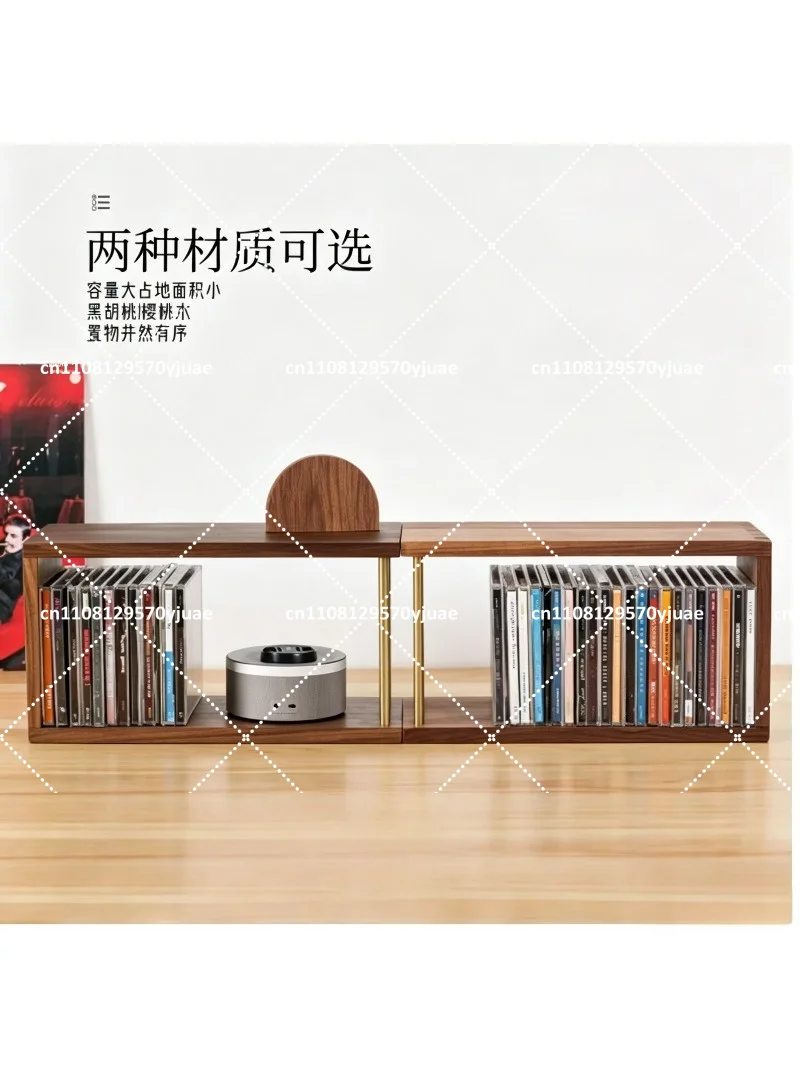 Black Walnut Desktop CD Storage Rack for Home Organization and Display