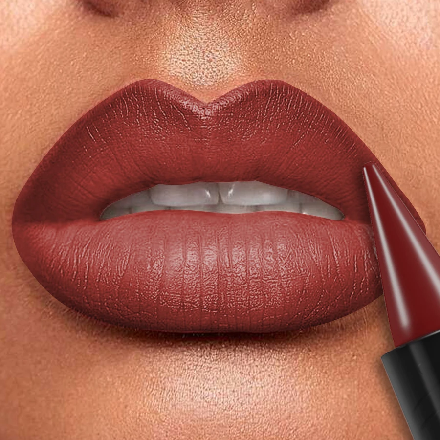 15-kleuren sexy rode lippenstift pen waterdichte matte contour tint lippenstift langdurige lip glazuur bruine lipliner potlood lip make-up