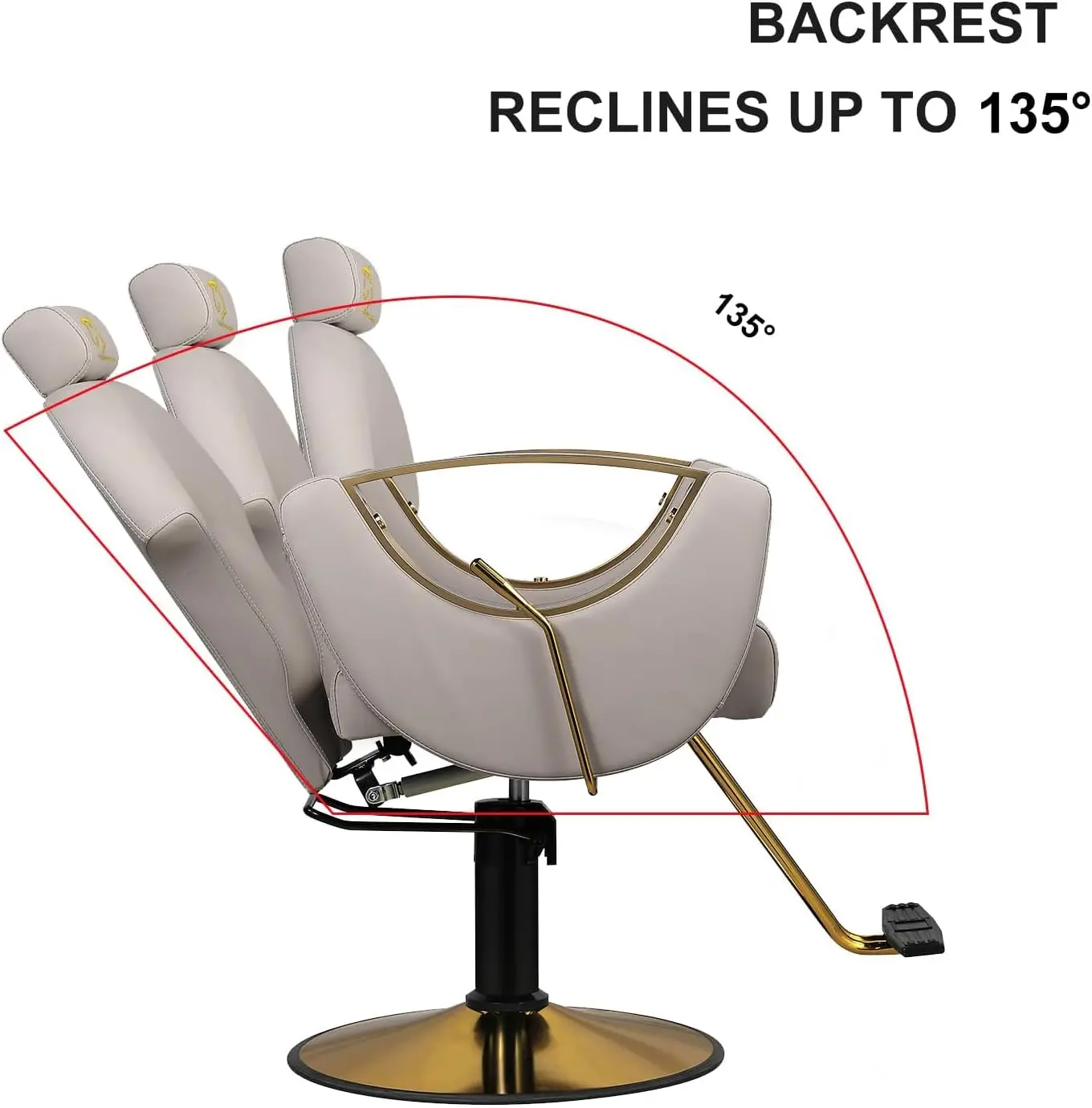 LUXMARS-Silla de barbero reclinable, sillón hidráulico de Pu, altura ajustable, para salón de belleza