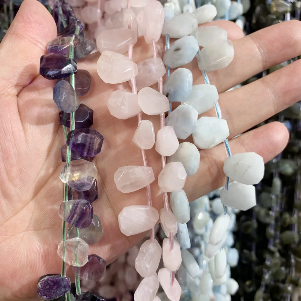 

Natural Rose Quartz Aquamarine Faceted Pear Shape Loose Beads Diy Necklace Pendants Earrings For Jewelry Making Accessories