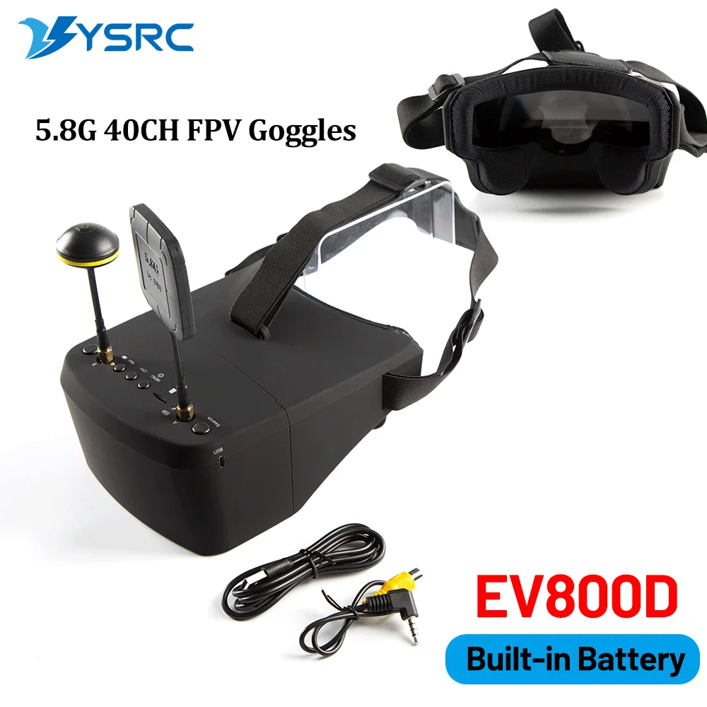 

5-дюймовая 800*480 EV800D 5,8G 40CH разнообразная видеогарнитура FPV Goggle HD DVR с аккумулятором/двойной антенной для радиоуправляемой модели RC FPV дронов