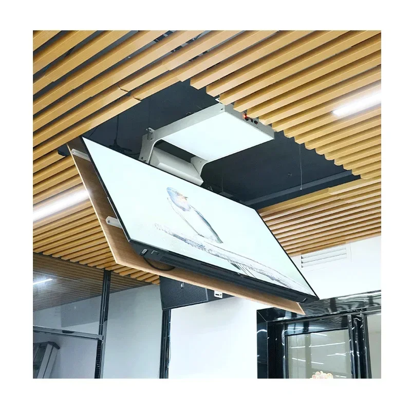 High-End Automatic Tv Ceiling Lift Motorized Remote Control Motorized Retractable Tv Mount Flip Down Tv Ceiling Mount For Home