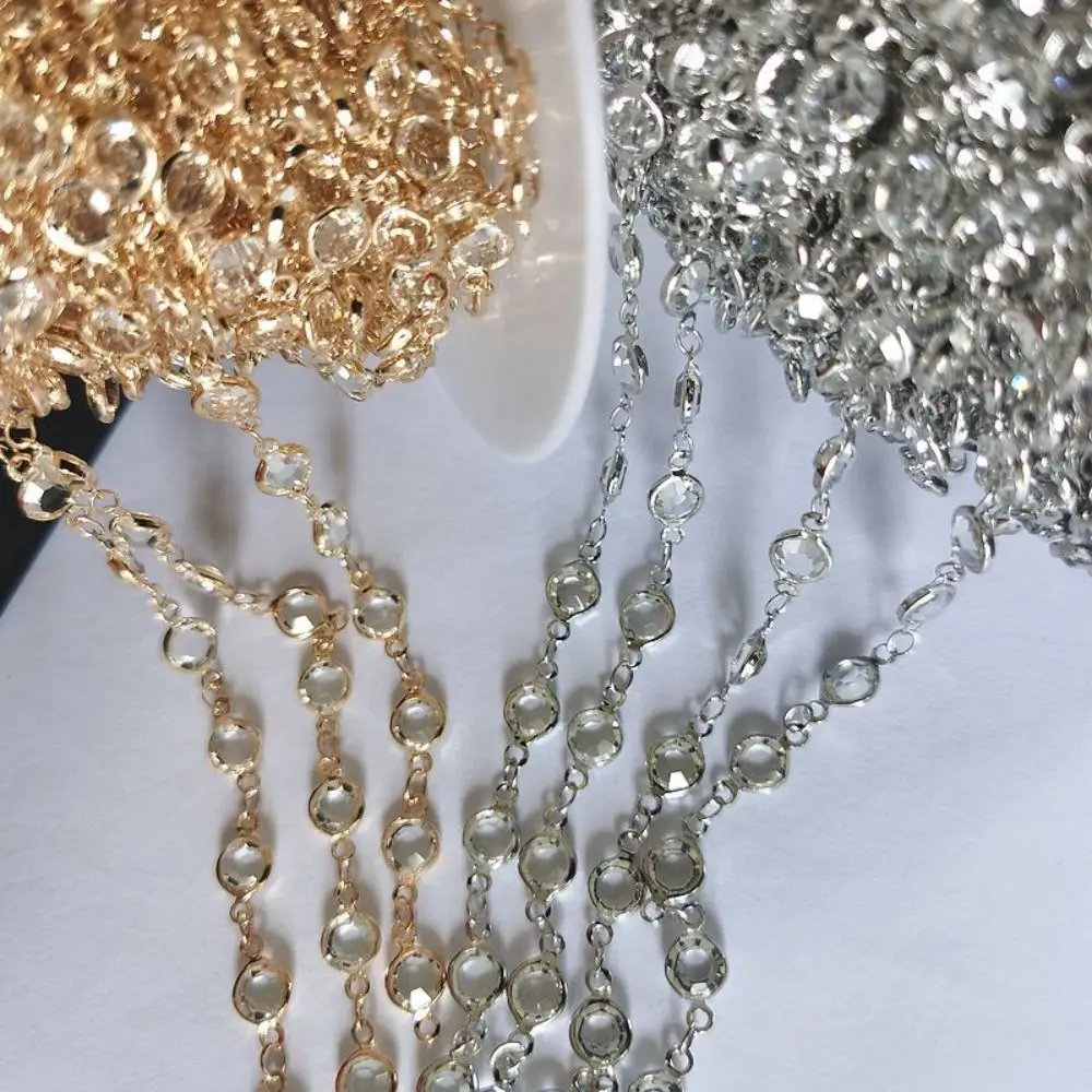 1Meter Shiny Crystal Beads Chains Zircon DIY Necklace Chain Necklace Jewelry Crafts Beaded Making