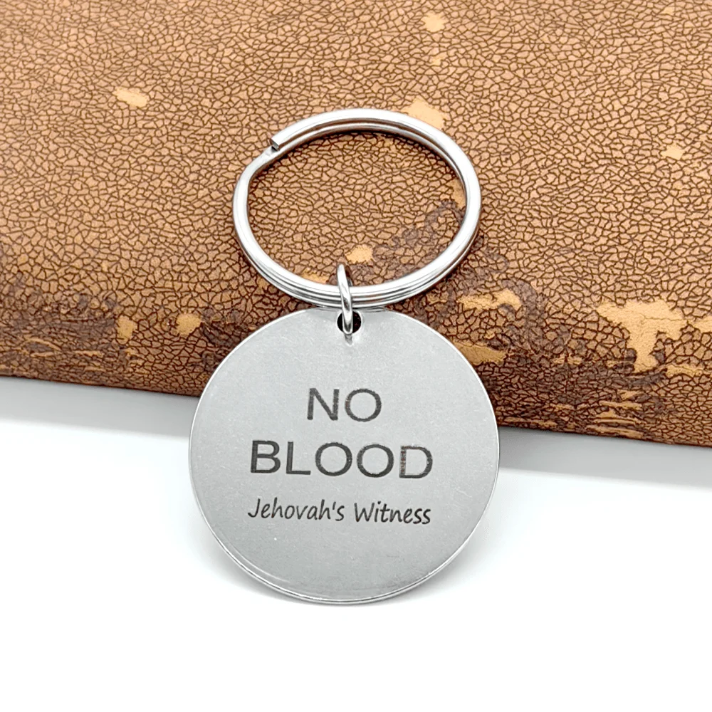 1pc NO BLOOD Keychain Stainless Steel Medical Alert ID Keychains For Jehovah's Witness Birthday Gifts