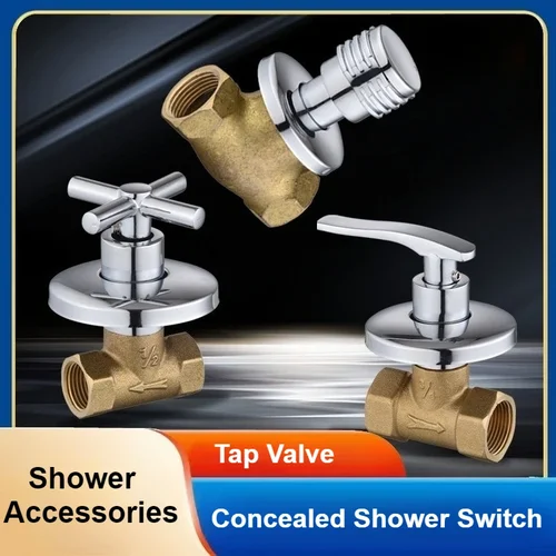 1 Uds válvula de grifo de bañera de cobre 1/2 ''válvula de grifo de agua fría de ducha de baño accesorio de válvula de ángulo oculto de un solo mango