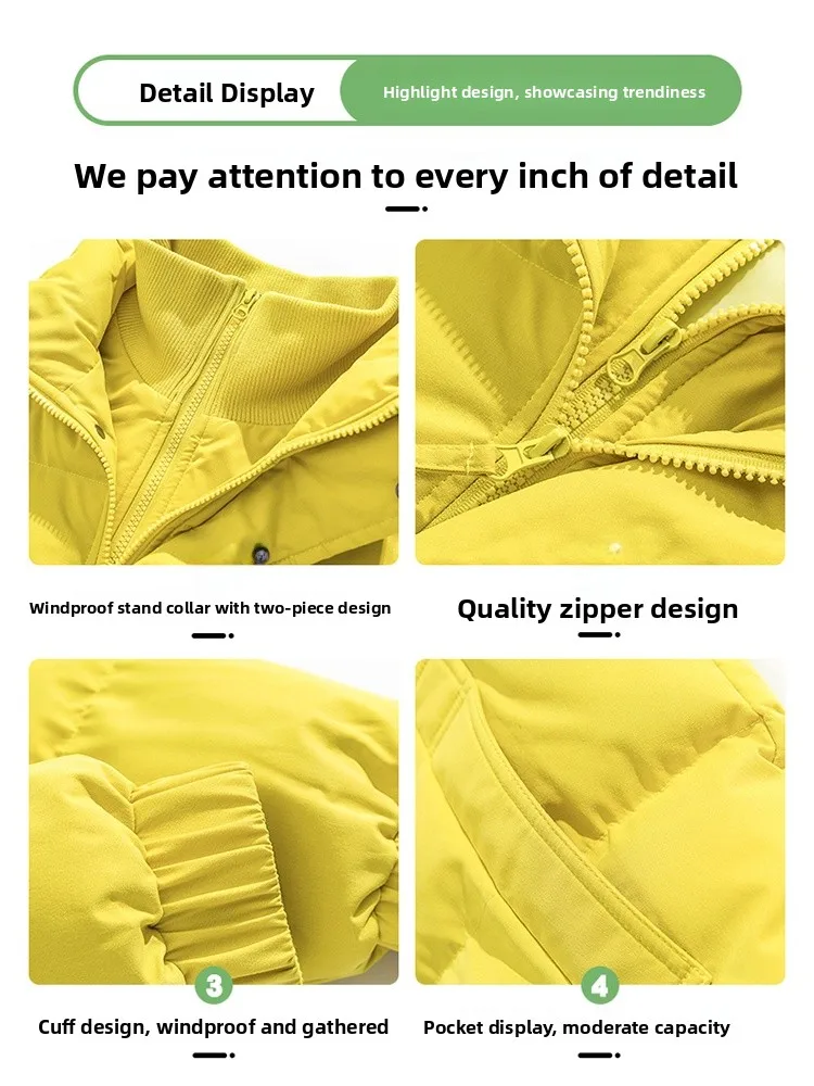 

Thiened Cotton Jaet Women's Sle Winter New 2024 Adorable Bread Fake Two-Piece Cotton Outerwear Stand Collar Hooded