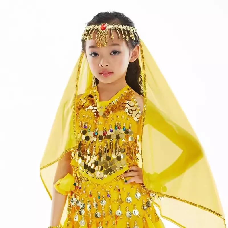 Customized Children's Belly Dance Costume Headcloth Kid's Dance Clothing Set Headwear Big Drill Chain+Headcloth Girl Accessories