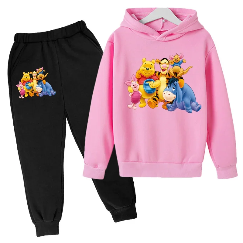 Winnie the Pooh Children Clothes Kids Suit Sweater Boy Girl Tigger  Fleece Hoodies Pullover Sweatshirt Pant Baby Girls Tracksuit