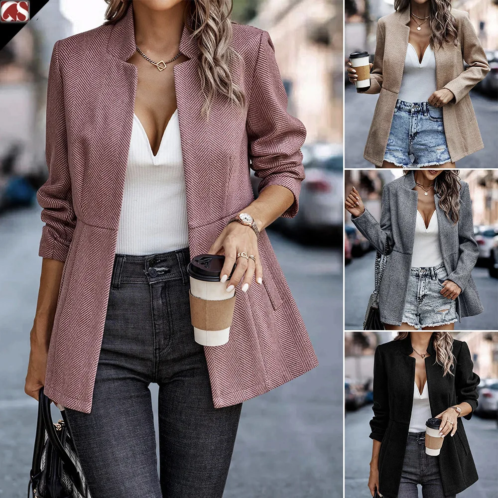 

Women's Slim Fitting Jacquard Patchwork Temperament Commuting Thickened Fabric Outerwear For Women