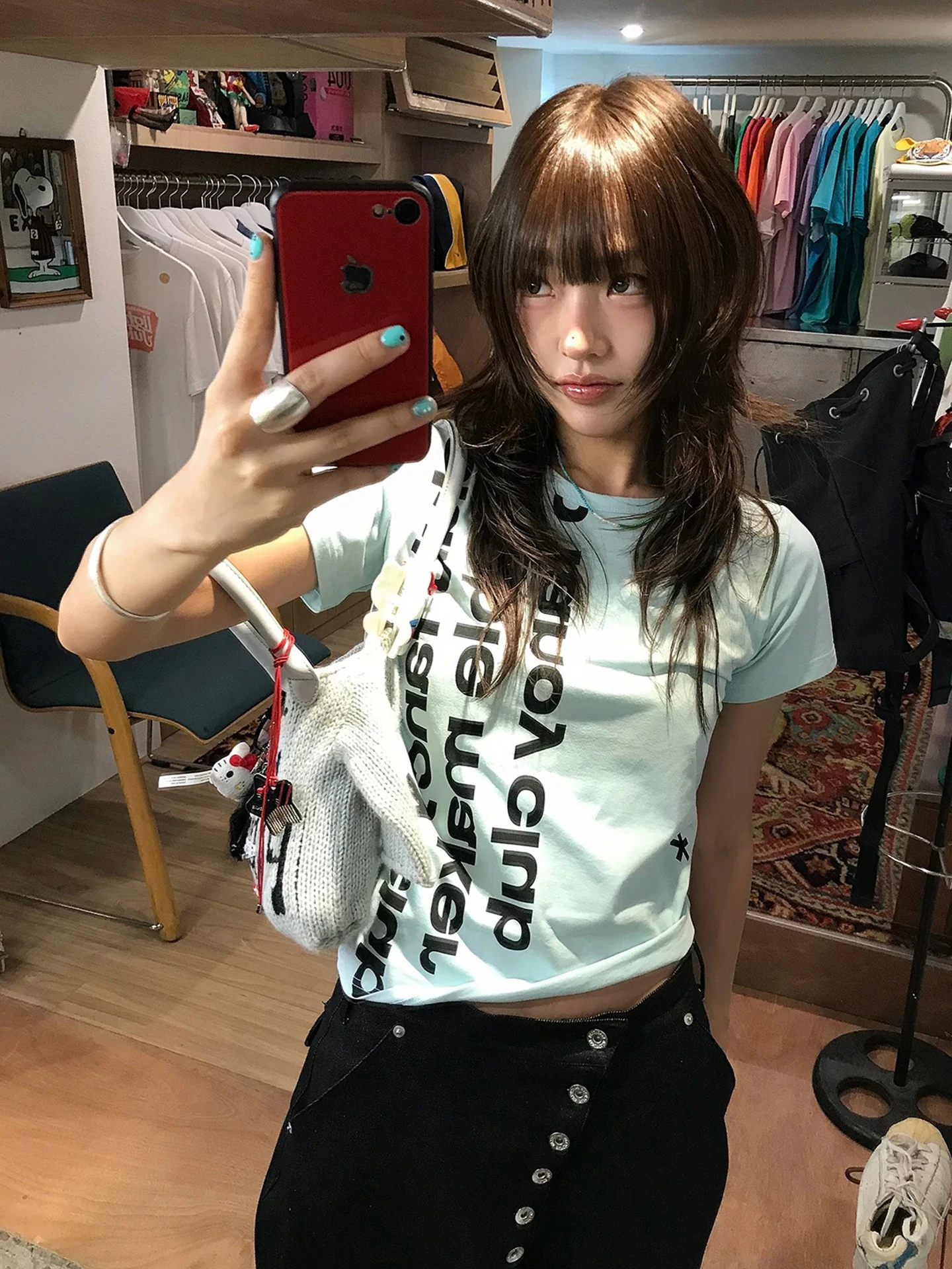 American Retro Vertical Letter Print Short Sleeve T-Shirt Women Summer Slimming Sexy Dopaamine Top Korean Style Commute Cotton