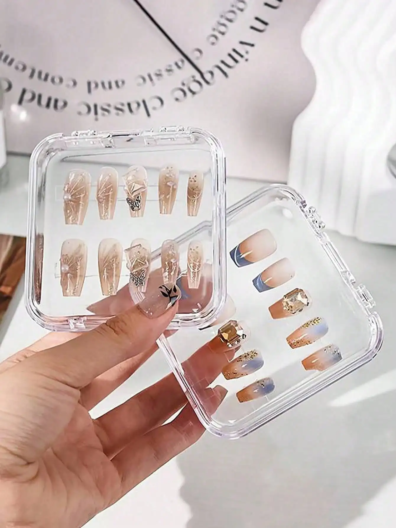 1/5/10/20 Stück Transparente Aufbewahrungsbox für Nagelkunst, Organizer für Künstliche Nägel, Aufbewahrungsbox für Aufklebenägel, Nagel-Präsentationsbox – Detail 5