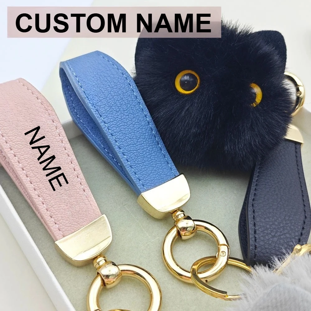 

Custom Name Cartoon Toy Keyring Lovely Plush Cat Doll Keychain Pendant Bag Decor Hairball Big-eyed Kawaii Key Chain Ring Gift