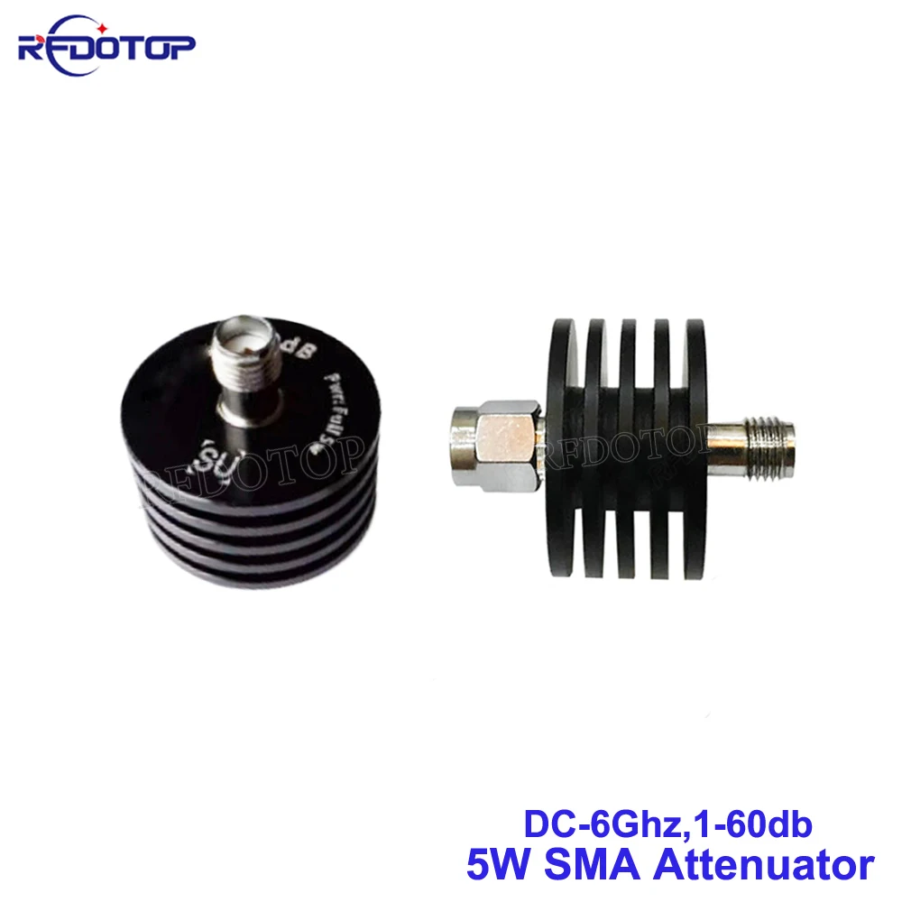 

5W DC-6.0GHz 1~60dB SMA Male Plug to SMA Female Jack Connector RF Attenuator SMA Fixed Connectors 304 Stainless Steel 50 Ohm