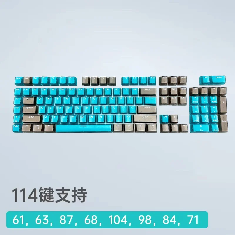 PBT crystal transparent side transparent mechanical keyboard keycap OEM61/68/84/87/98/104/108 keys