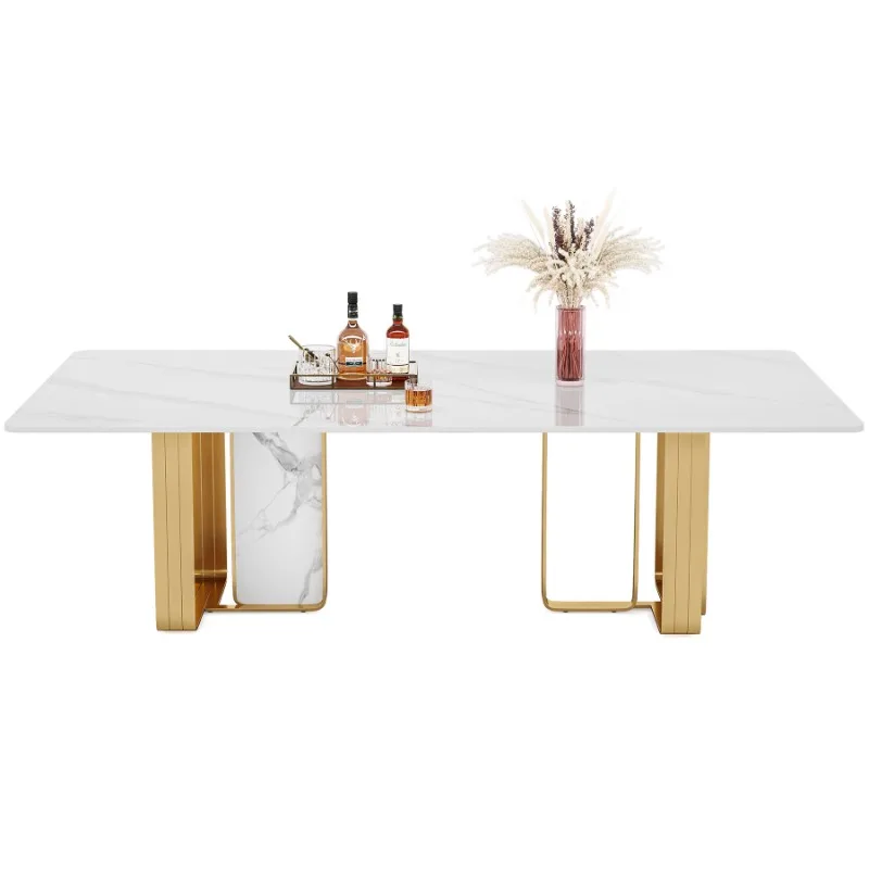 Mesa de jantar retangular em mármore ardósia