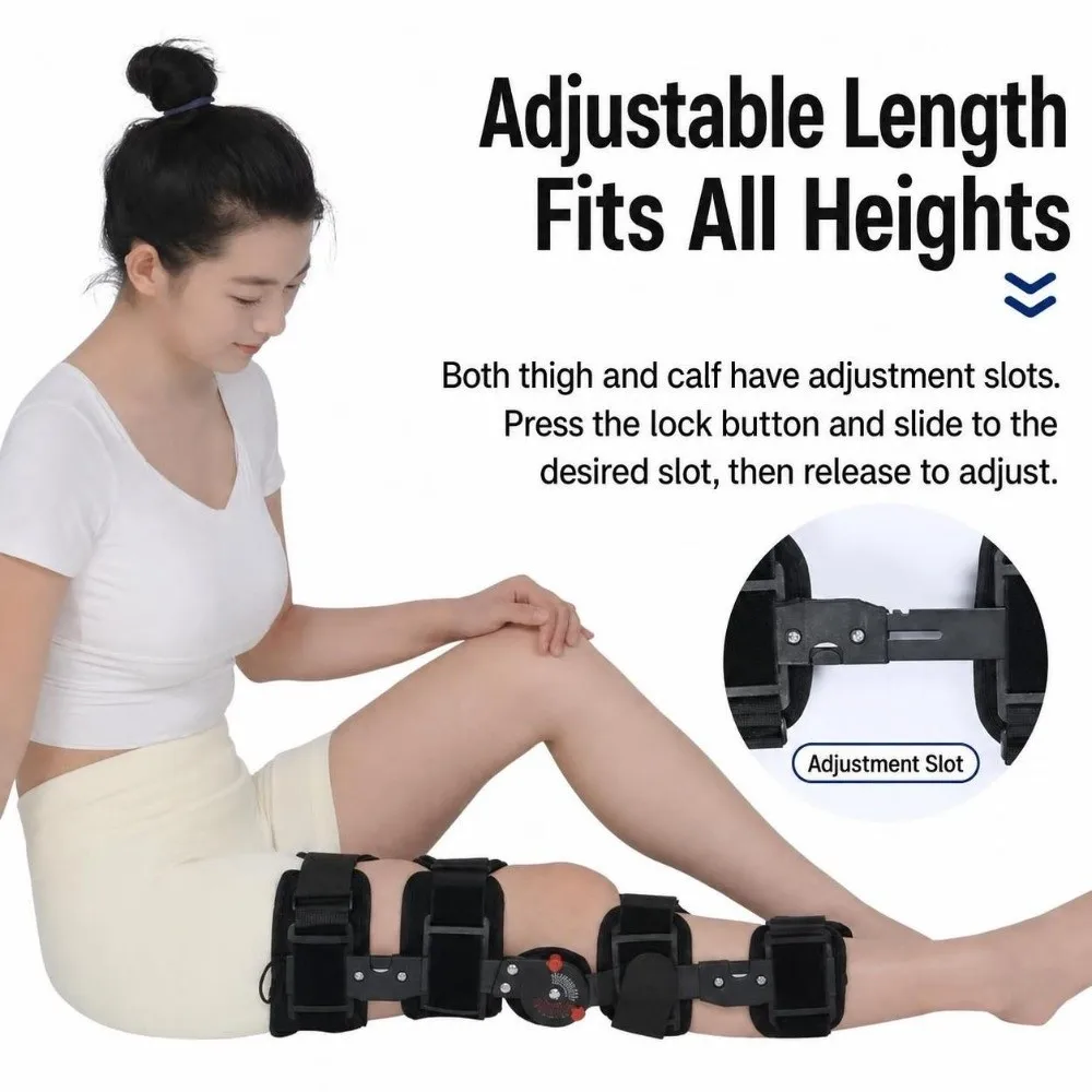 Adjustable Knee Leg Brace Protector Knee-Joint Support Breathable Hinged Leg Support Lightweight with Shoulder Strips