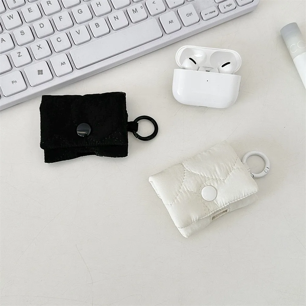 Portable with Buckle Earphone Bag Soft Cloth Data Cable Coin Purse Lightweight Mini Earphone Pouch for AirPods