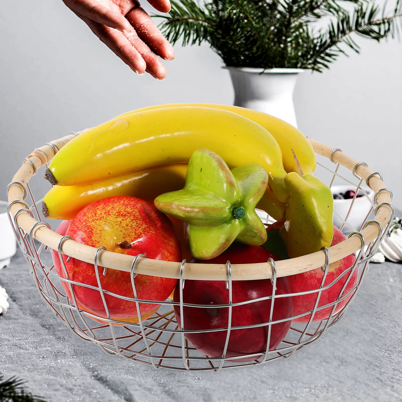 

Iron Wire Fruit Basket Compact Metal Storage Organizer For Kitchen Desktop Sundries Vegetable Holder Reusable