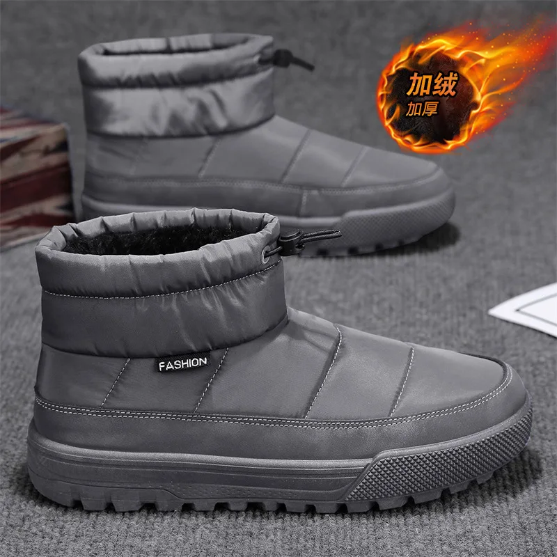 Men Winter Boots  Down Cloth Plus Velvet Cold-proof Warm High-top Cotton Shoes Daily Outdoor Warm Men Shoes Men\'s Snow Boots