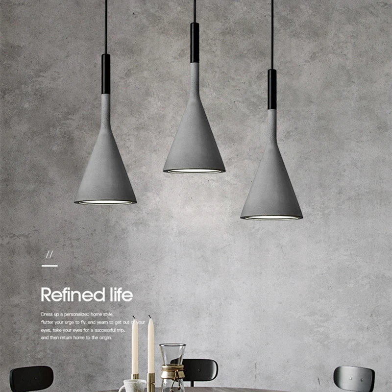 

Nordic Cement LED Pendant Lamp E27 Industrial Style Villa Living Dining Room Concrete Hanging Lights Kitchen Island Decor Light