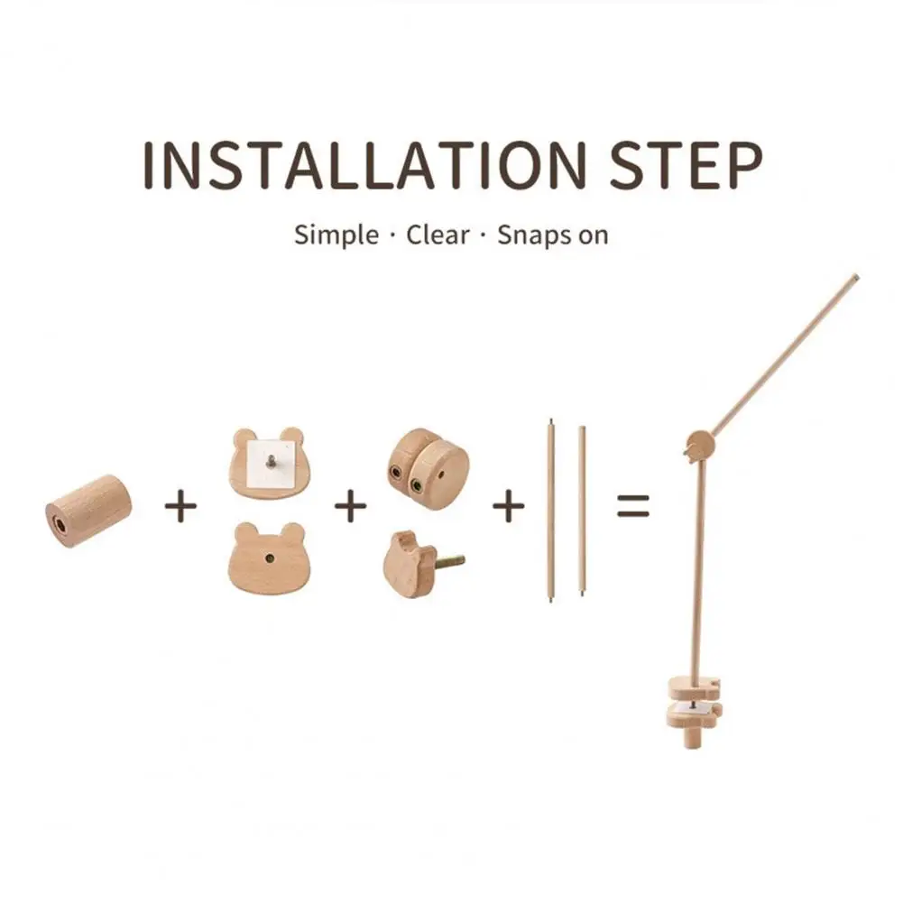 Adjustable Baby Rattle Holder Wooden Baby Rattle Bracket Infant Wooden Rattle Toy Holder for Crib Rotatable Baby for Newborns