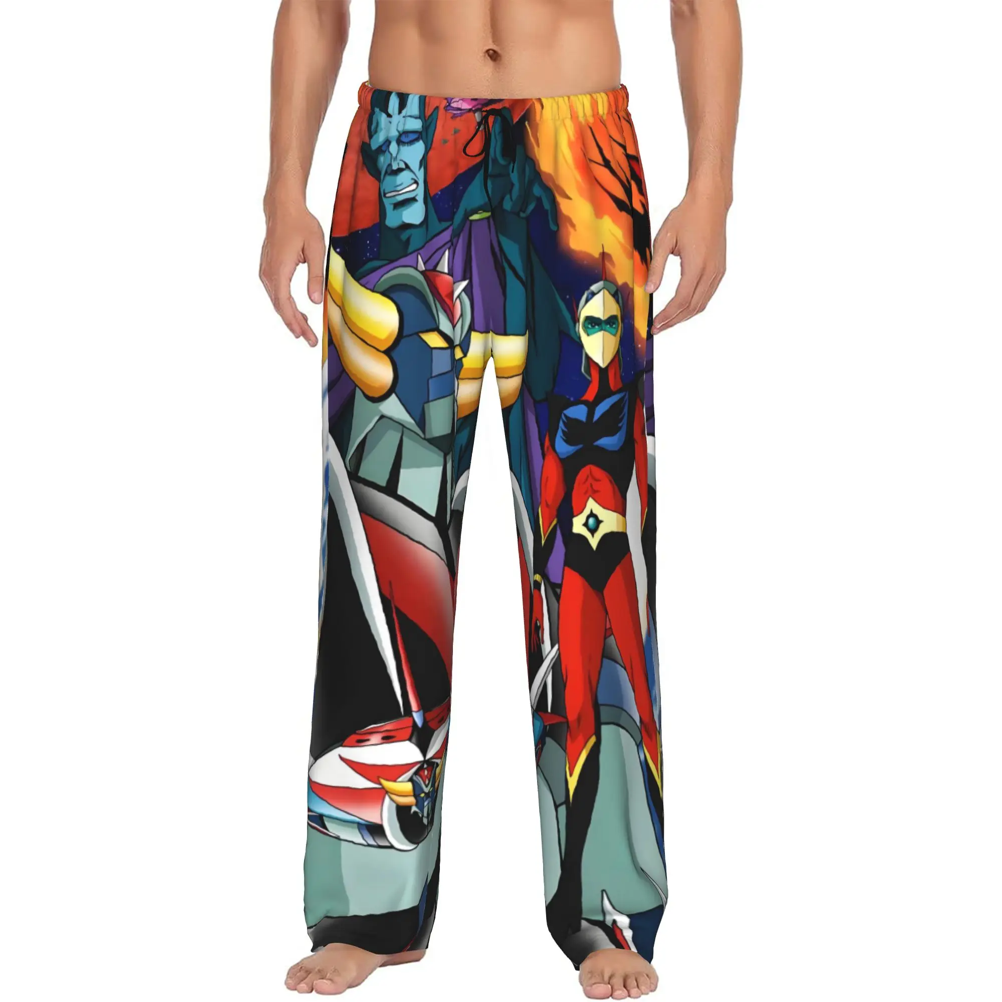 Custom G-Grendizer Pajama Pants Men's Robot Manga Lounge Sleep Drawstring Sleepwear Bottoms with Pockets