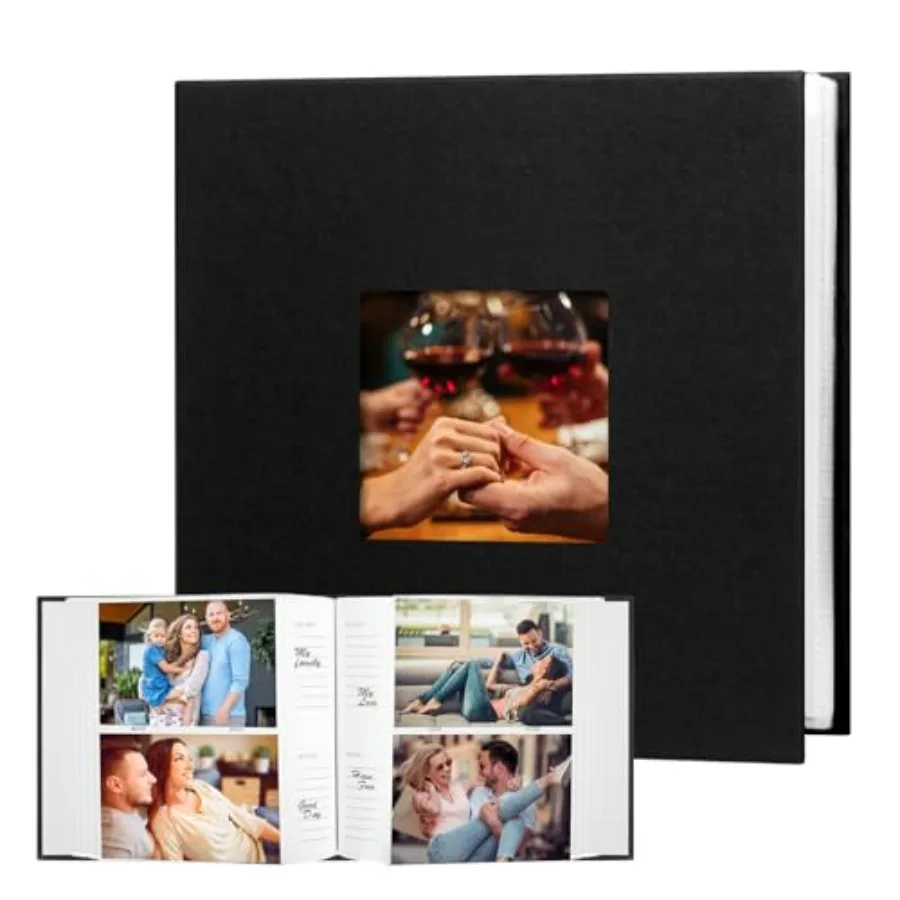 

4x6 Photo Album Holds 240 Photos with Writing Space, Leather Cover Picture Book with Front Window for Family Wedding Baby Trave