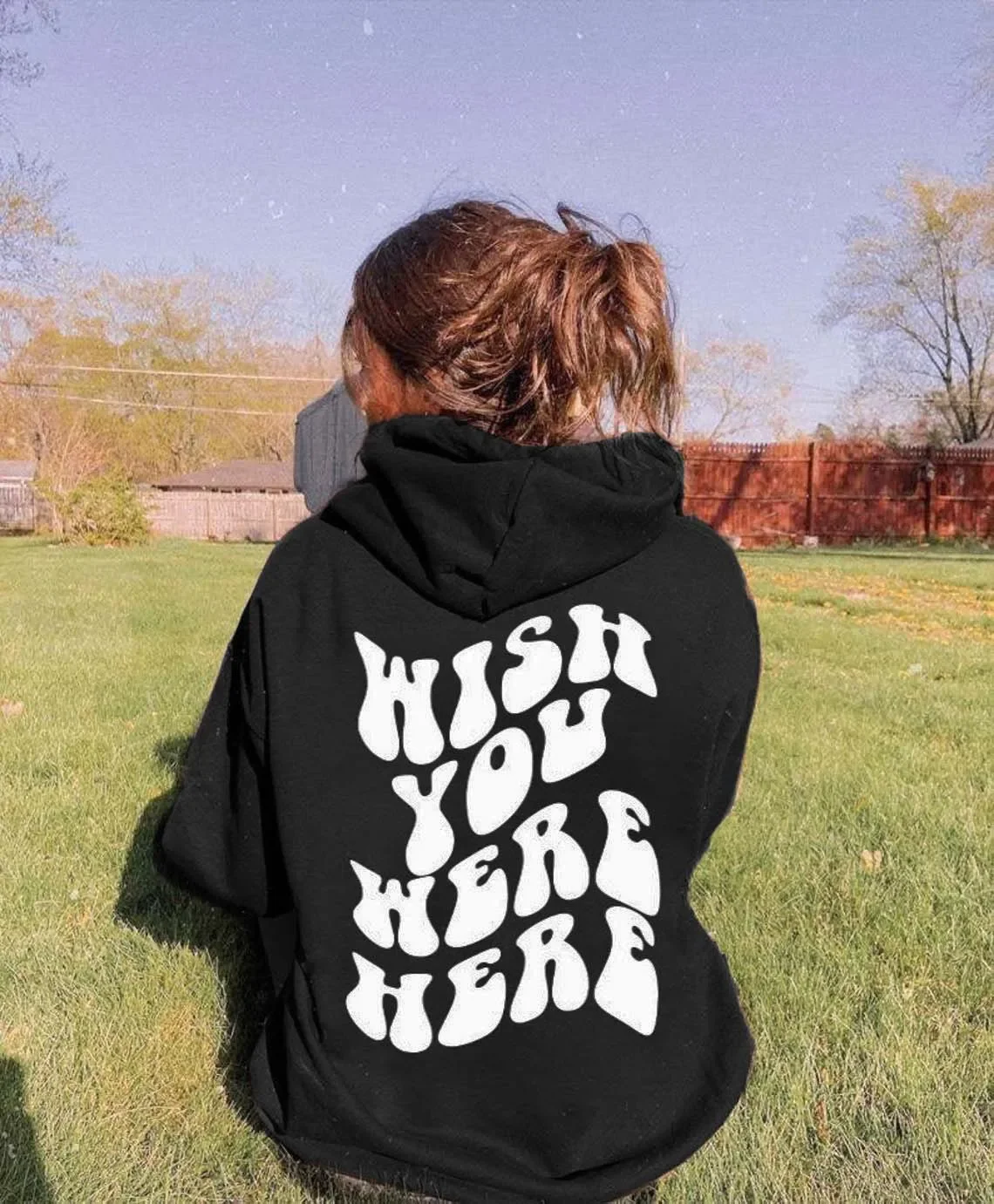 

Wish You Were Here Hoodie retro Women Long Sleeve jumper inspirational pullovers