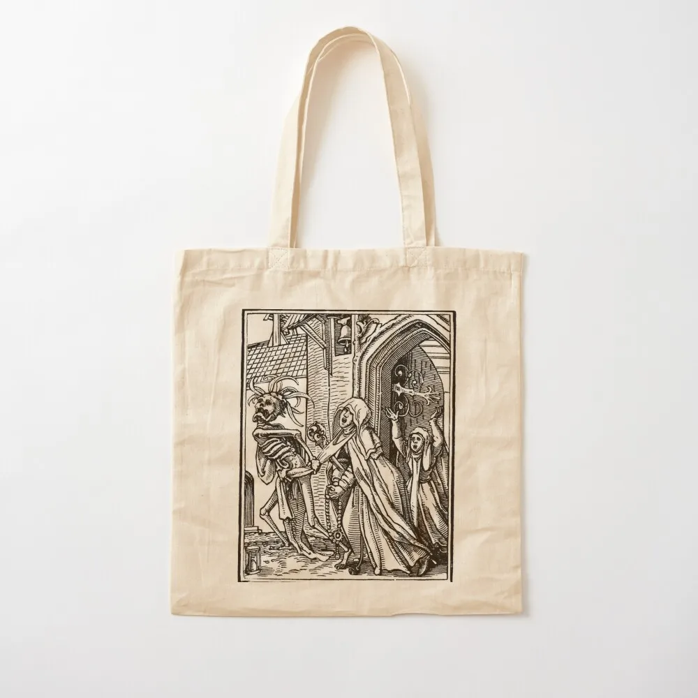 

Hans Holbein Skeleton Wood cut Tote Bag Women's handbag reusable grocery bags Large bags for women Canvas Tote Bag