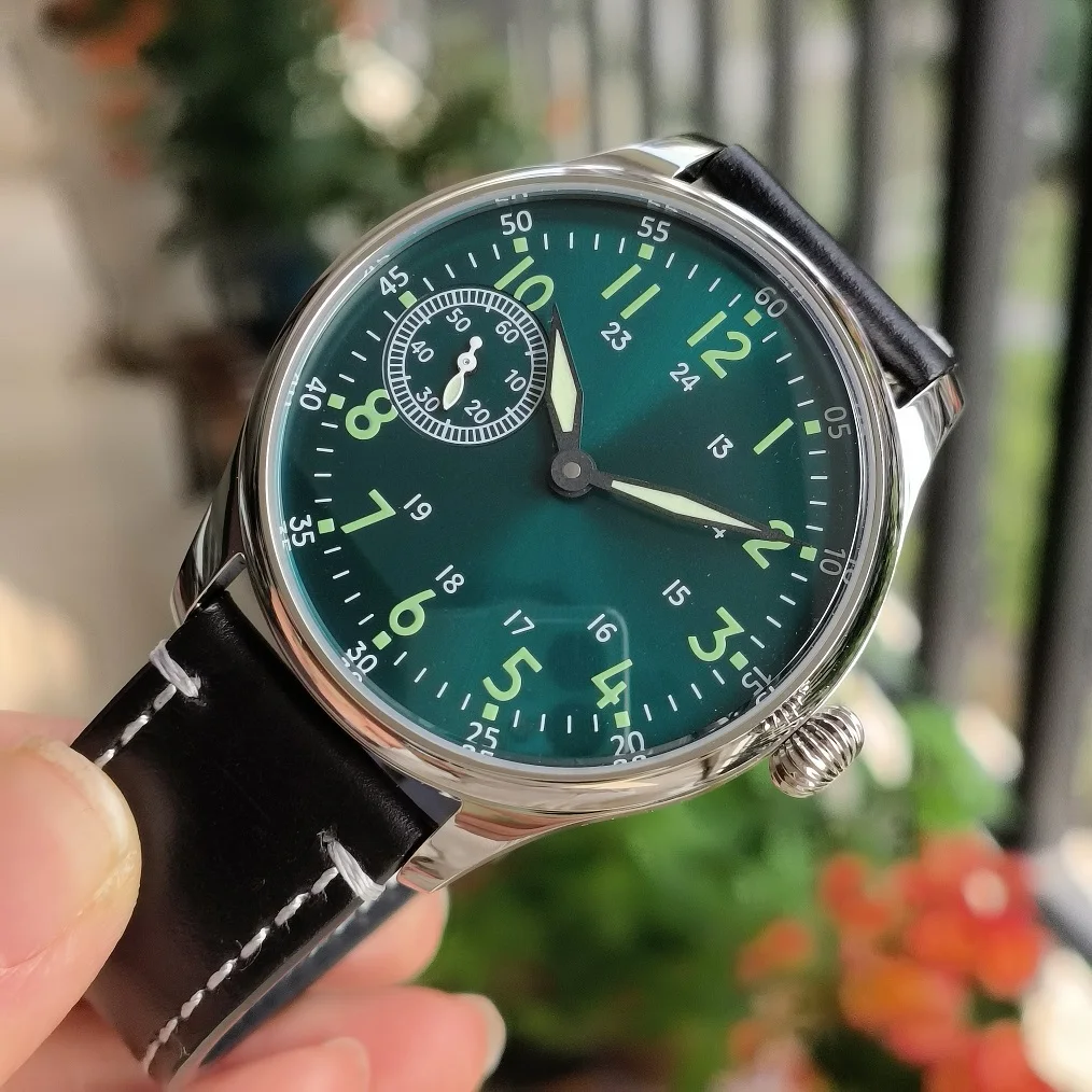 

44mm Mechanical Hand Wind Men's watch green dial green number Green luminous Sapphire crystal ST3600 movement