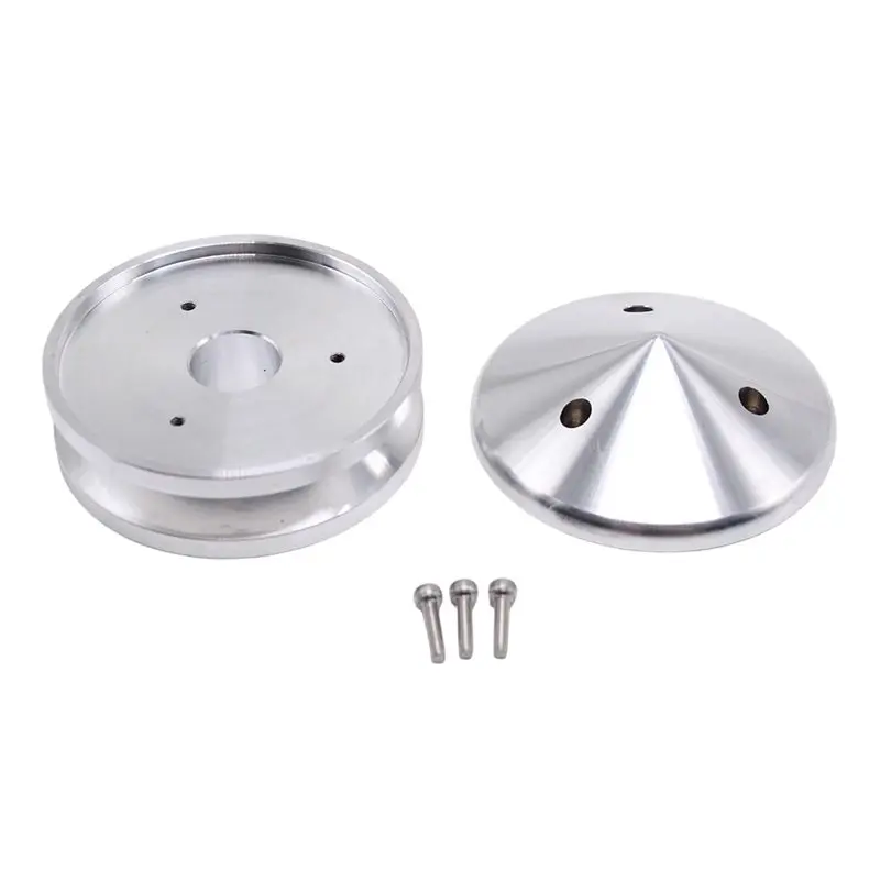 AT92-Billet Aluminum V-Belt Alternator Pulley&Cap For Ford Buick Pontiac FE Chevy Small Block 283 305 327 350 400