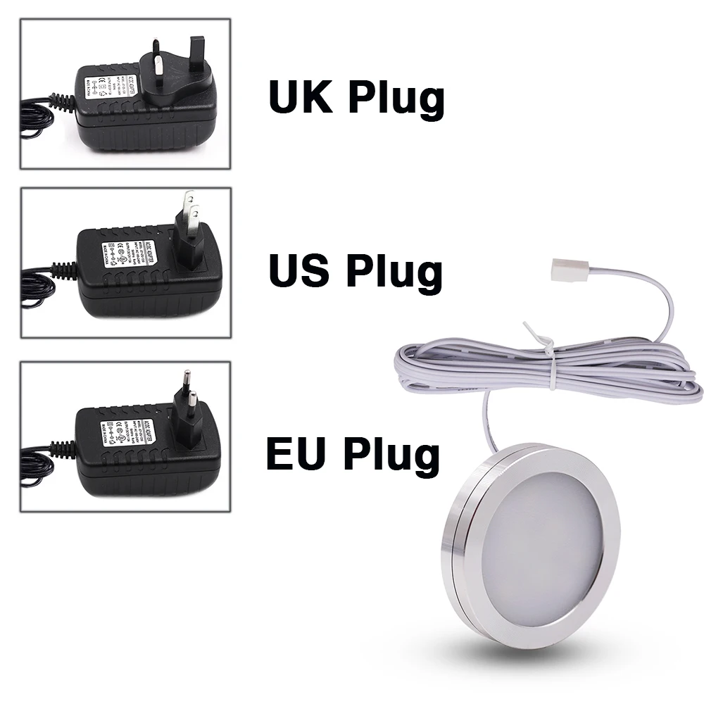 EU/UKアダプター付き超薄型LEDキャビネットライト,白/ウォームホワイト