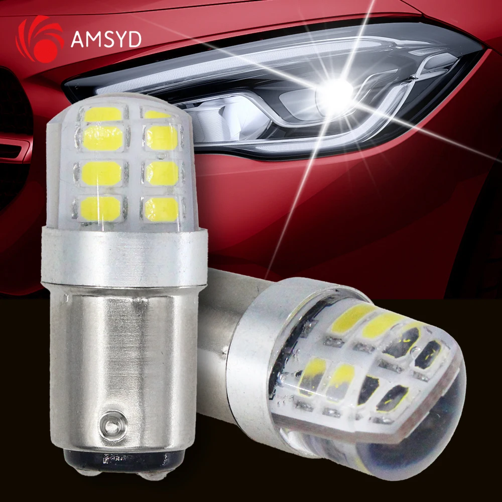 10PCS BA15S 1156 P21/5W BAY15D 1157 LED Bulbs 12V 12SMD 7500K White Car Signal Light Tail Backup Reverse Parking Lamps Flash