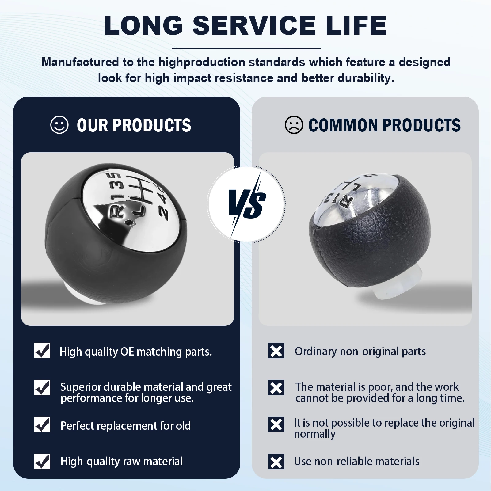 6 Speed Chrome Gear Shift Knob Compatible with Fiat Scudo 2 II 2007-2016