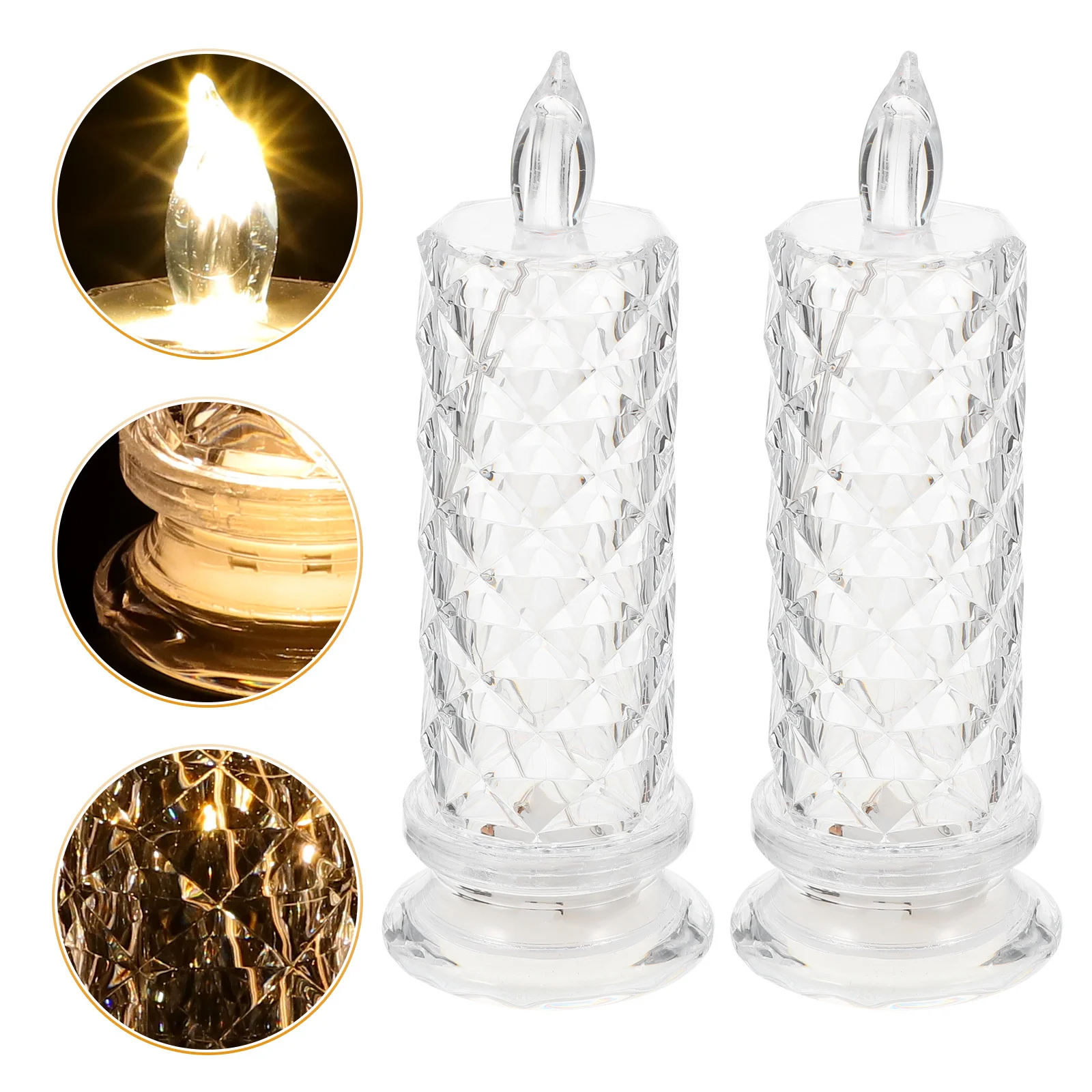 2 قطعة LED مصباح كهربائي محاكاة الشموع عديمة اللهب لغرفة النوم منضدية الديكور عطلة لوازم الحفلات #1