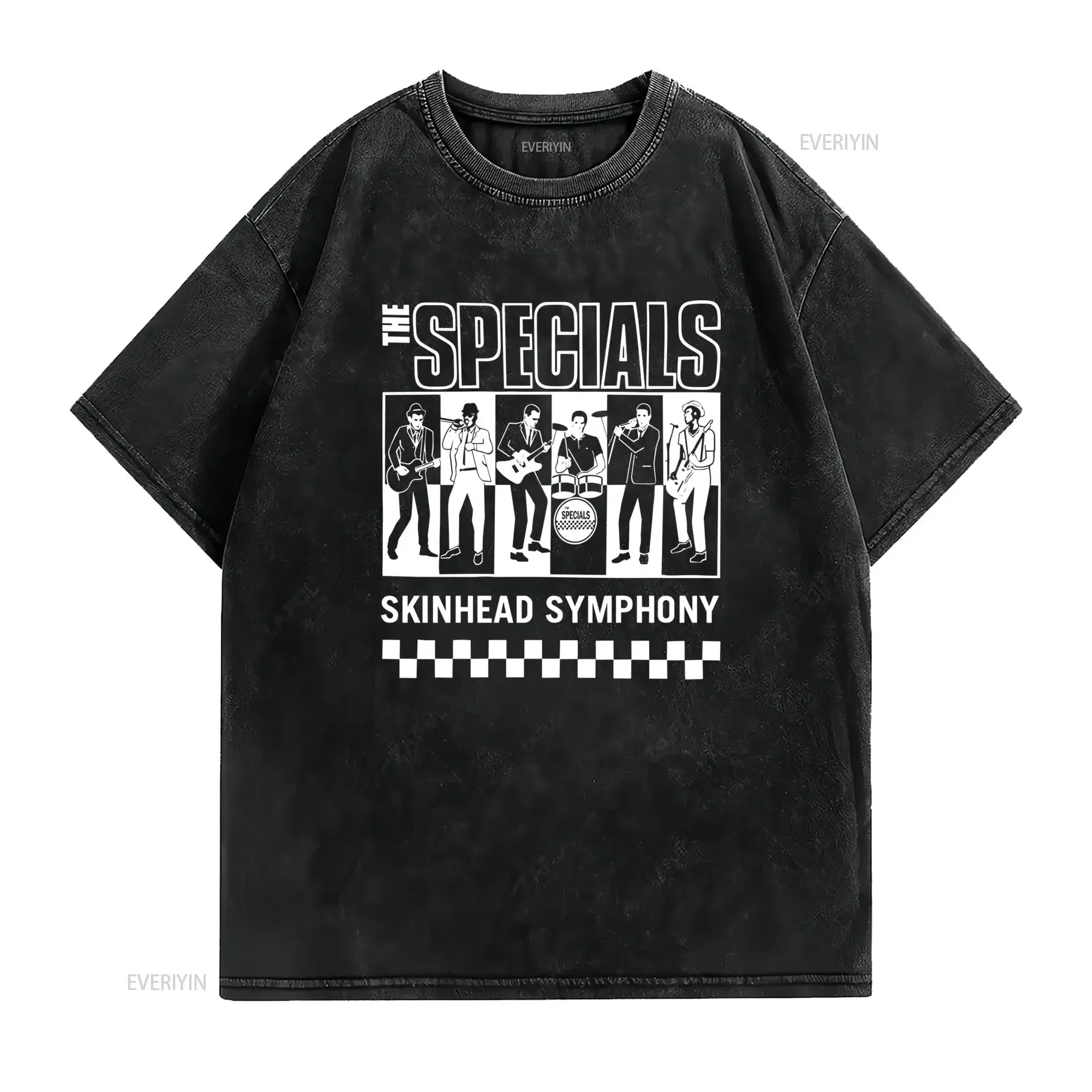 Vintage Retro The Specials Band Skinhead Symphony Ska Punk Black White Print Casual T Shirt vintage Washed Slightly Comfortable