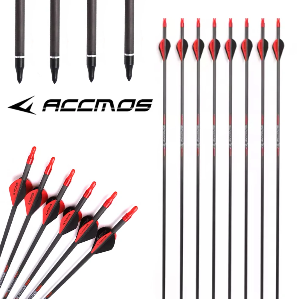 

32in Carbon Archery Arrows, Shaft Sp250/800 with Removable Tips, Hunting Target Arrows for Compound Bow and Recurve Bow, 12 Pcs