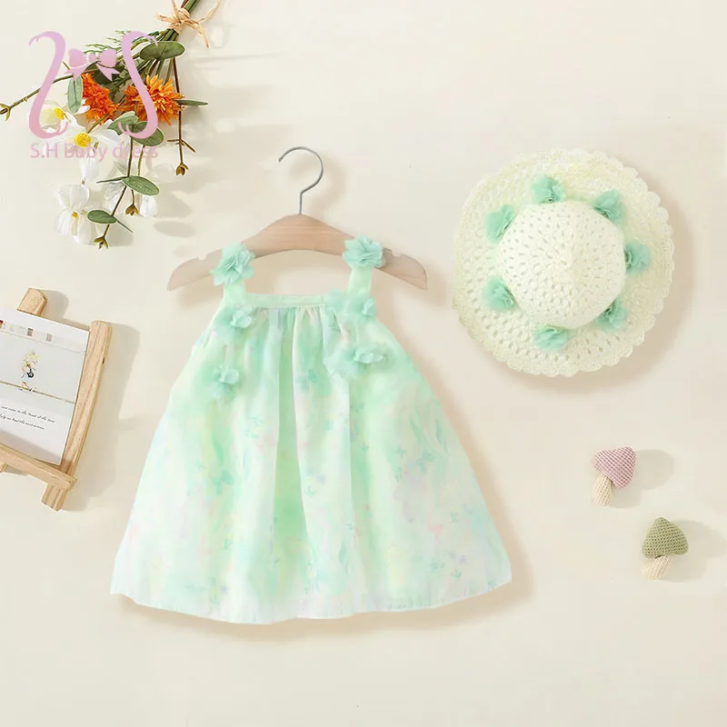 2 قطعة/المجموعة الوليد الصيف الملونة الزي طفلة فستان زهرة المعمودية حفلة عيد ميلاد الأميرة فساتين السهرة ملابس الأطفال #1