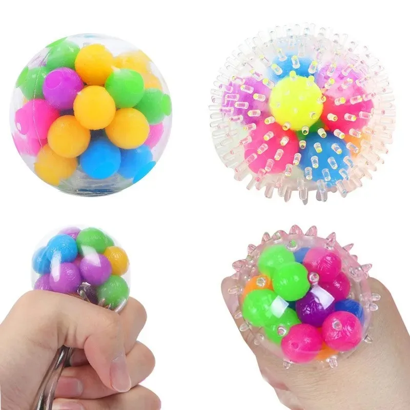 Balle de pression arc-en-ciel, jouet mentaires oriel Fidget, perles de document ADN, souligné, instituts, colle souple TPR, boule de lune élastique en PU, cadeau pour enfants