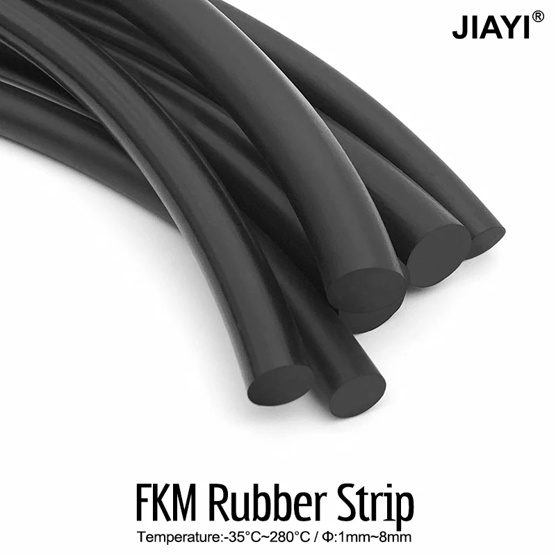 1.8mm/2mm/2.5/3/3.5/4/4.5/5/5.5/6mm Black FKM Rubber Solid Strip Oil Resistance Round Not Foaming Good Compression