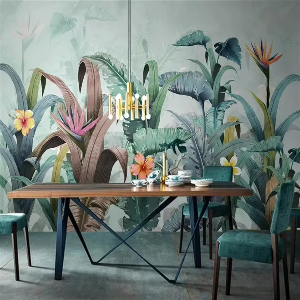 Custom Southeast Asian Palm wallpaper 3d mural green retro tropical leaves plant wall paper luxury home decoration TV background - Image 4