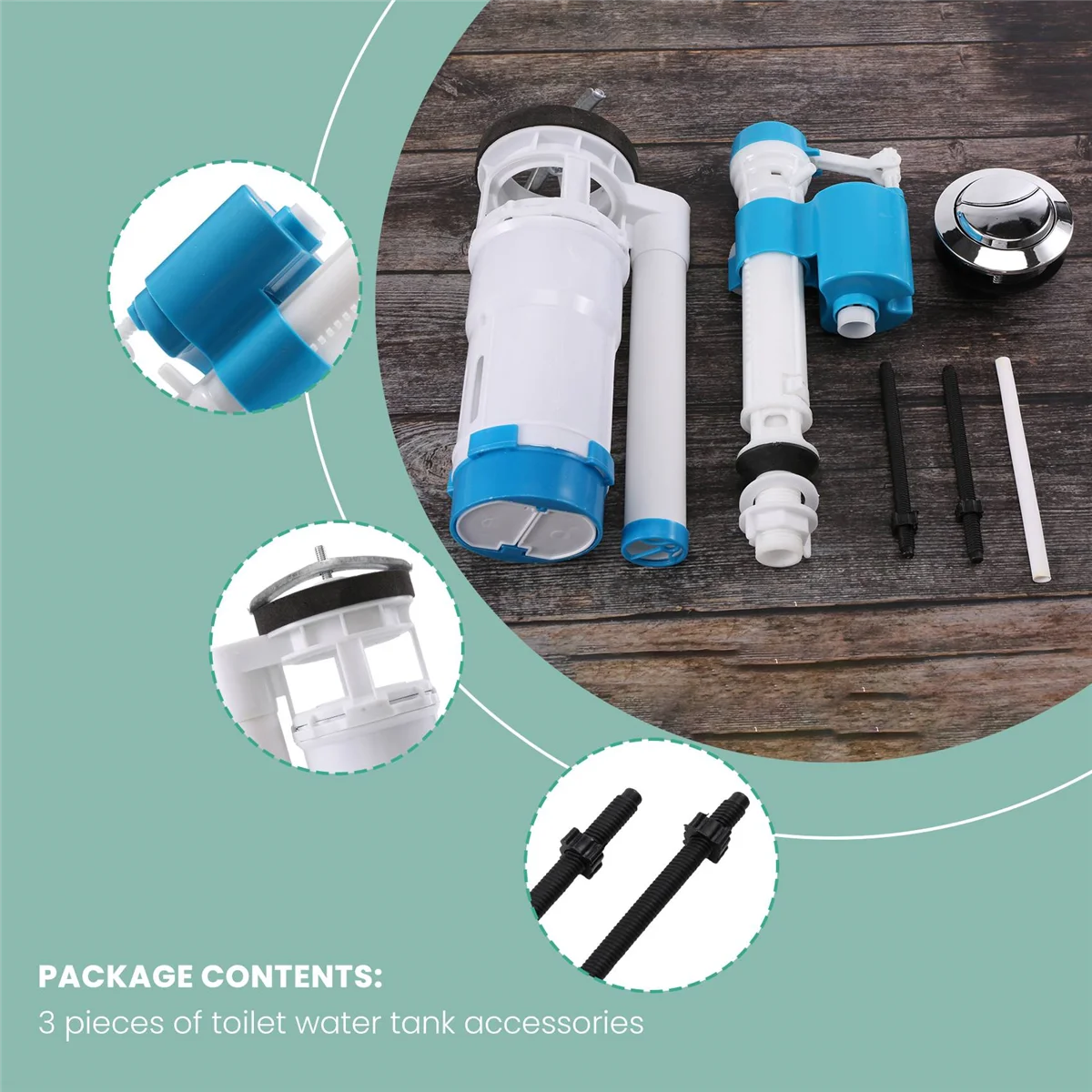Juego de accesorios de inodoro doble marino, válvula de salida antigua, válvula de drenaje única, accesorios de tanque de agua