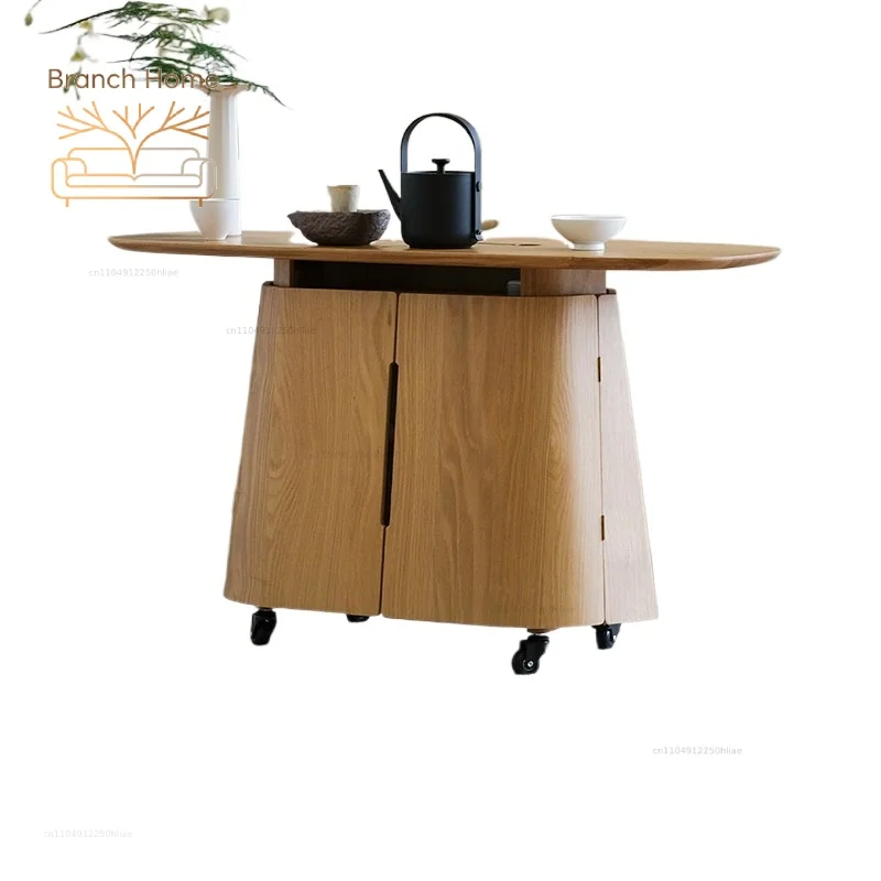 Ziyin Xiaona coffee table movable solid wood tea table living room home small apartment creative design high-end side table