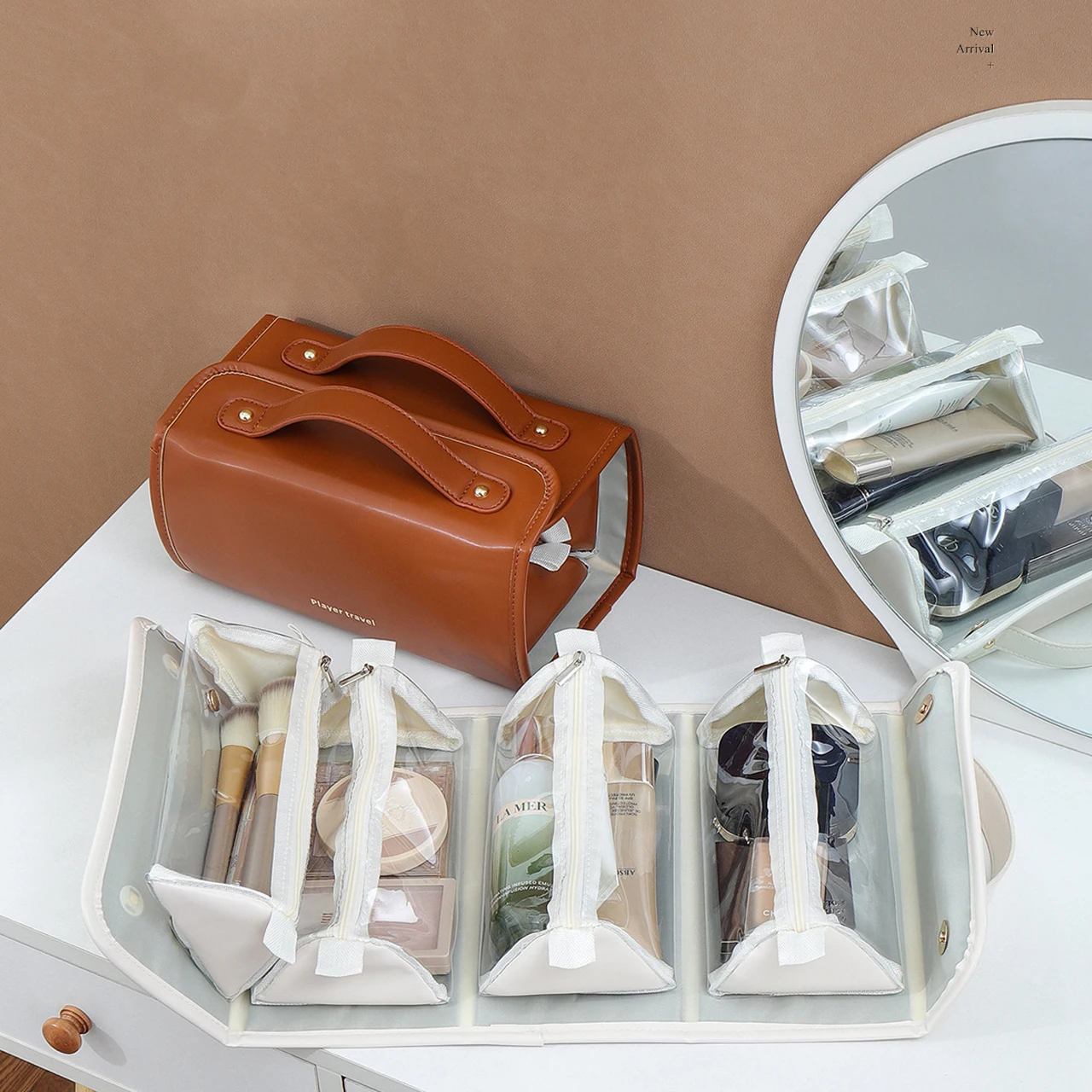 

New Detachable Foldable Makeup Bag - 4-in-1 Travel Cosmetic Organizer with Large Capacity (Cross-Border Hot Seller)