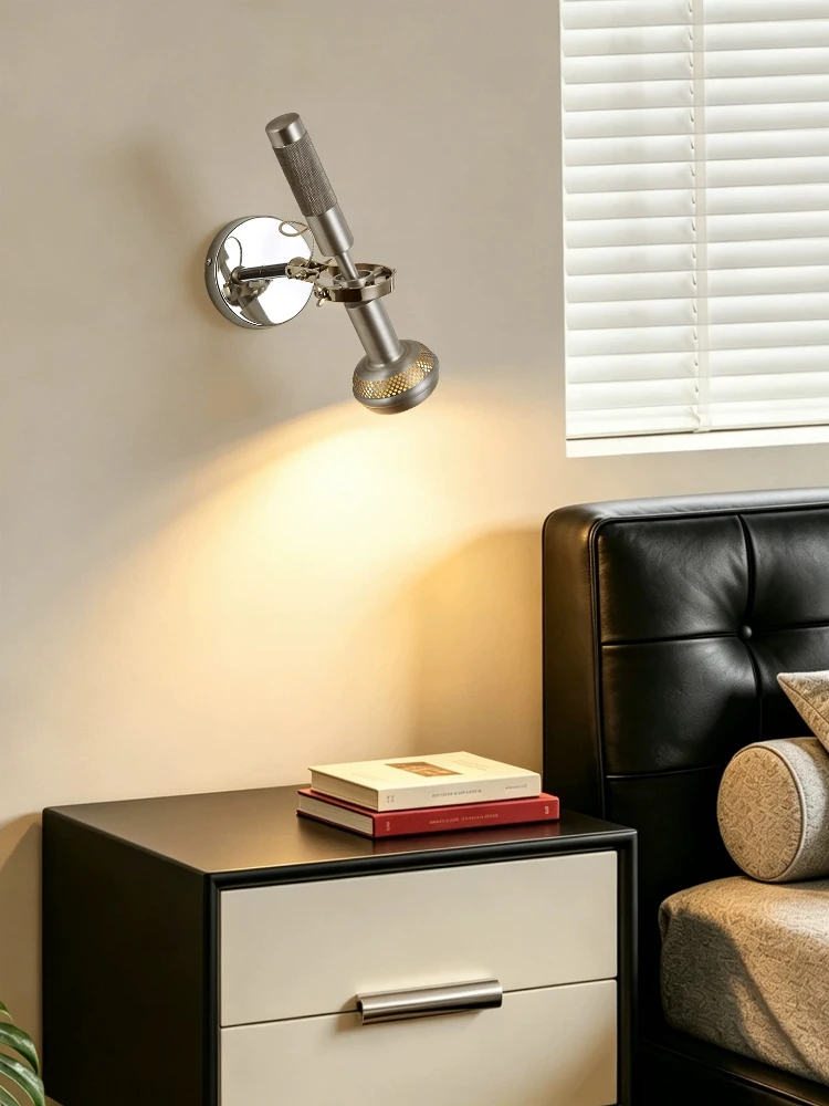 Bauhaus wall lamp with adjustable shaking head and multiple angles, bedroom bedside lamp, retro industrial style study lamp