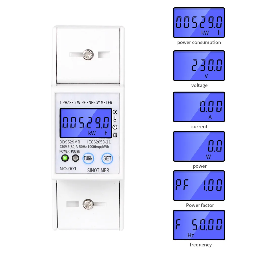 DDS529MR1 RS485 AC 230V 5-80A High Precision Electric Energy Meter Digital Electricity Consumption Meter with LCD Display