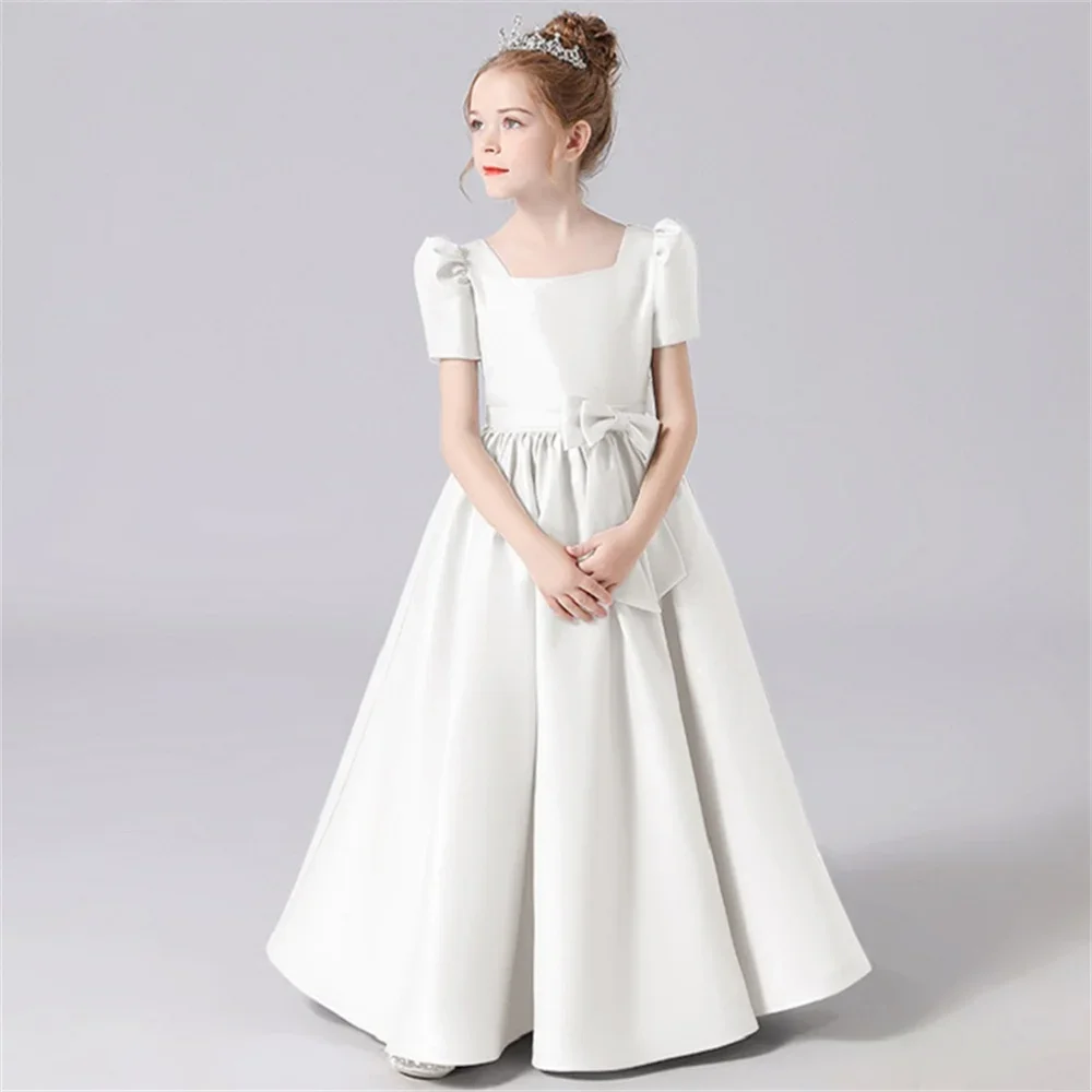 Flower Girl Dress For Birthday Party Pageant Soft Satin Concert Junior Bridesmaid First Communion Ball Customize Gown