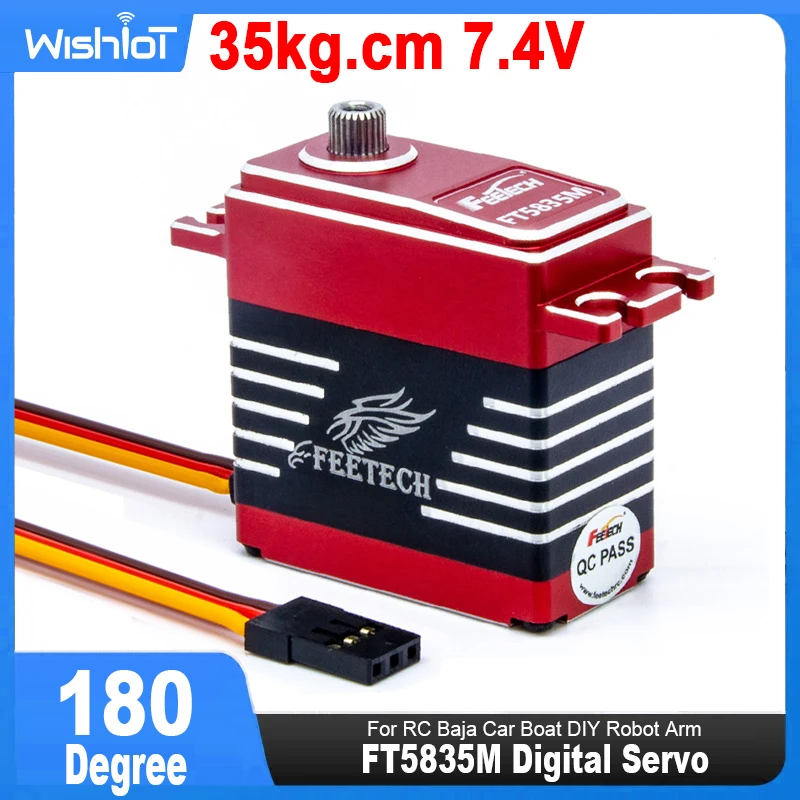 Feetech FT5835M Servo digitale 7.4V 35KG 180 gradi ad alta velocità grande coppia ingranaggio in metallo 25T braccio per RC Baja Car Boat braccio Robot fai da te