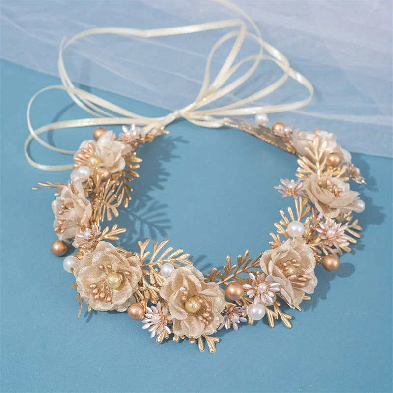 Handmade fake pine cone Christmas headpiece Simulated Christmas tree Cedar headband Gold simulated flower headpiece headband