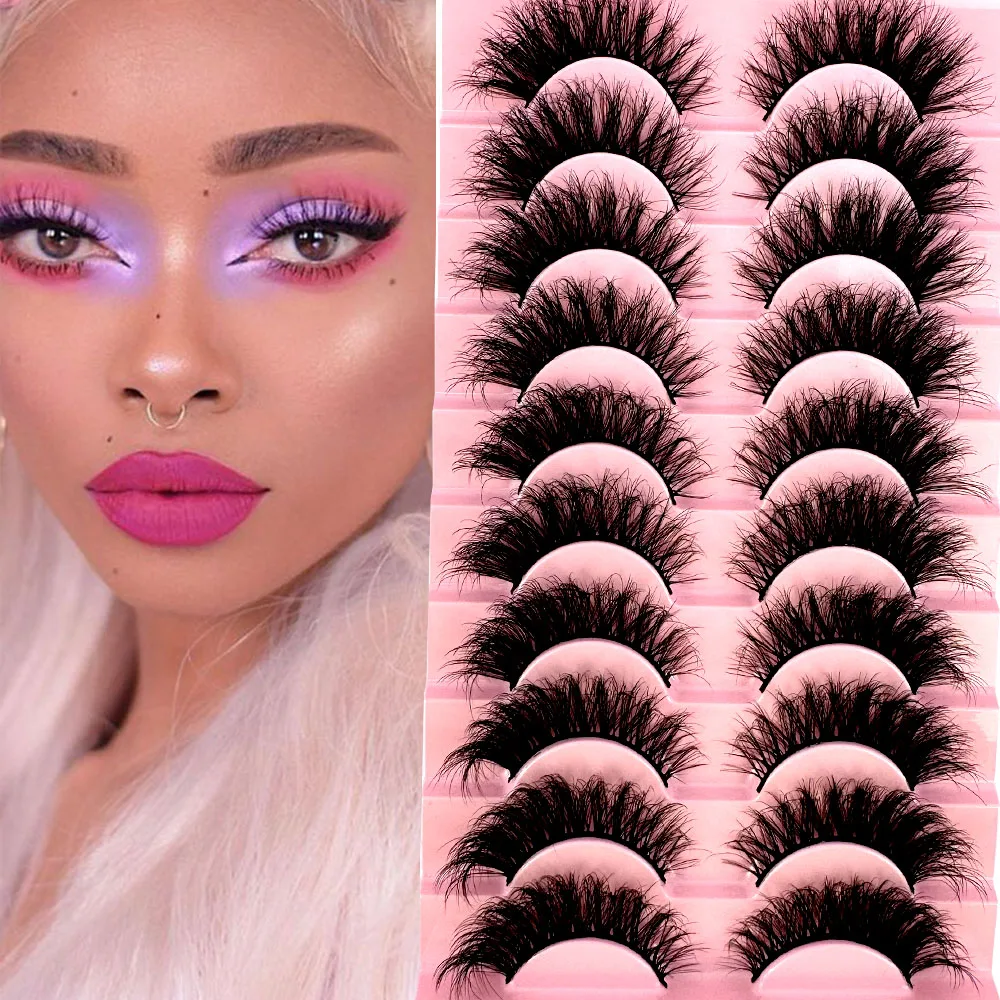 Realistic Cat Eye Lashes 10 pairs 8D Faux Mink Eyelashes Winged End Eye Elongated Fake Lashes Soft Natural Long Lashes Make up